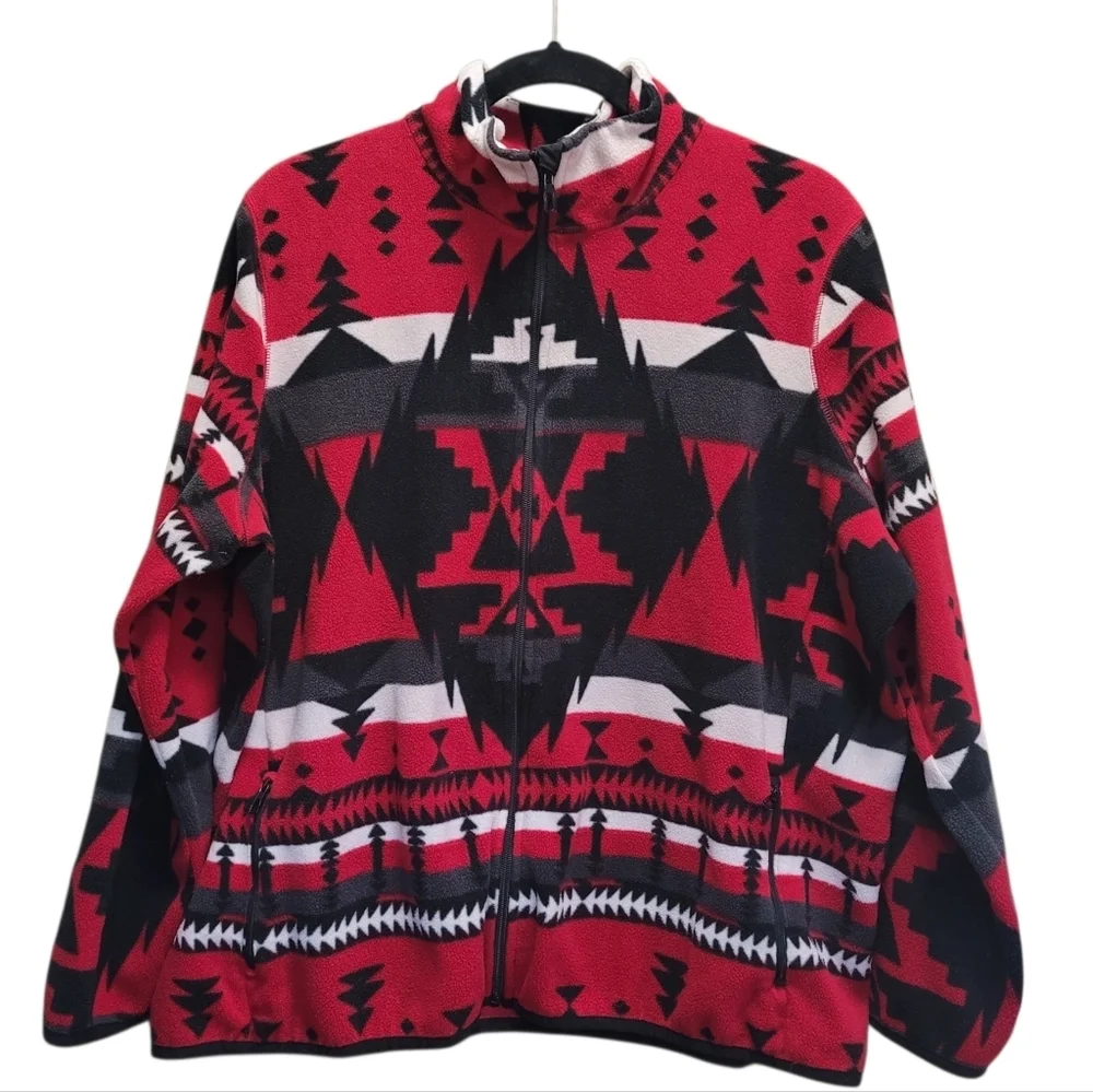 Sz 2x Lauren Active Ralph Lauren South West Tribal Fleece Full Zip Jacket - Picture 4 of 11